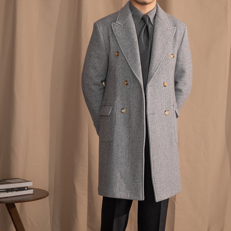 Manteau polo en chevrons vintage en mélange de laine Palazzo