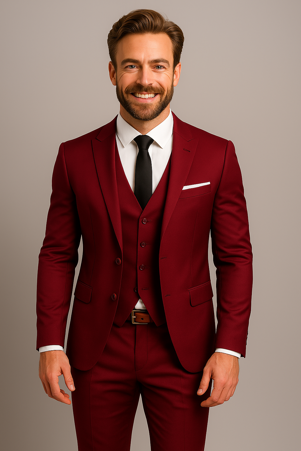 Men’s 3-Piece Slim Fit Suit – Tailored Blazer, Waistcoat and Trousers