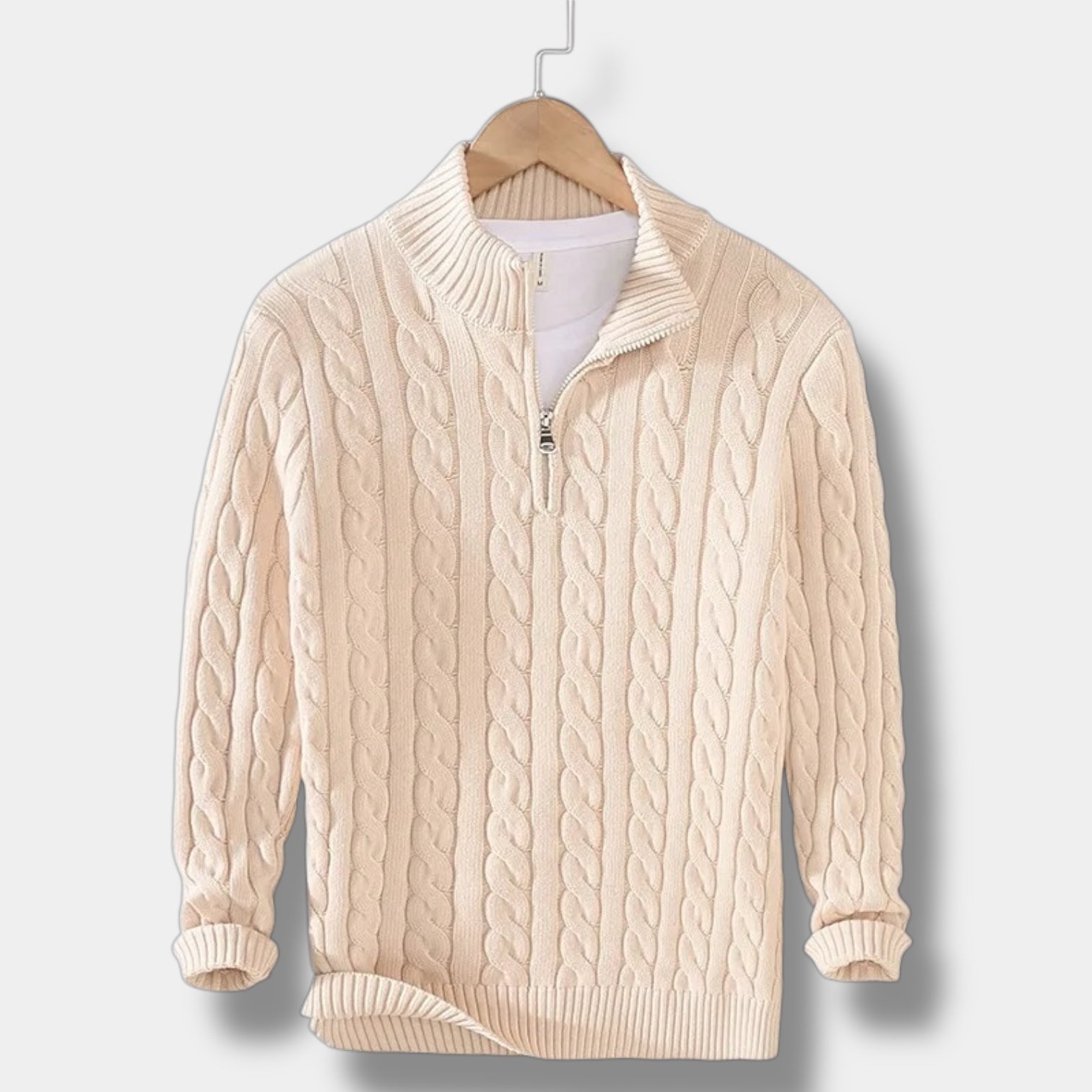Pull à col montant en jacquard Old Money
