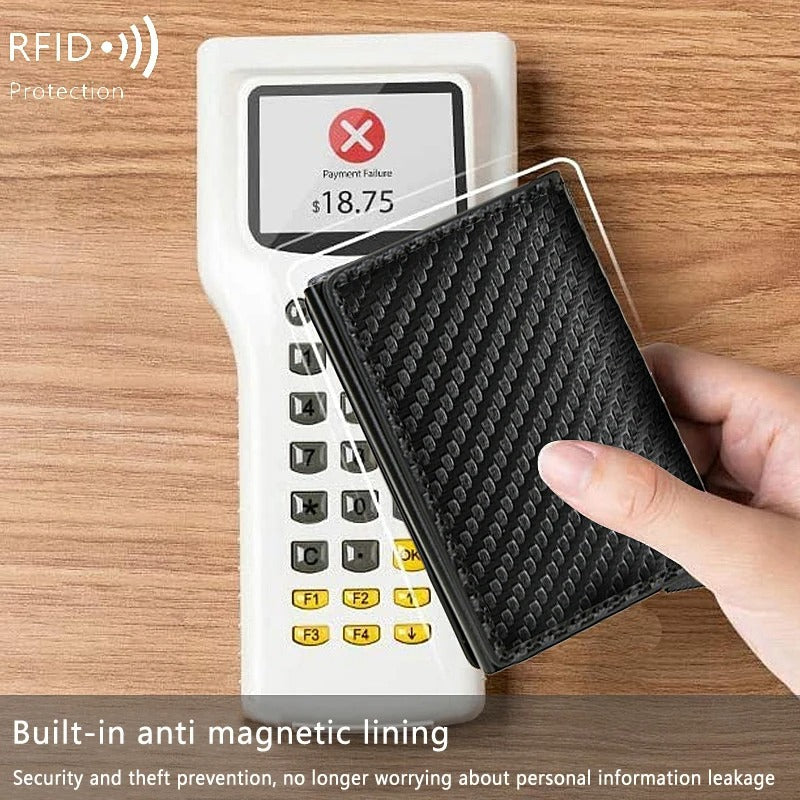Fayymont Carbon Fiber & Aluminum RFID Wallet – Slim Pop-Up Design