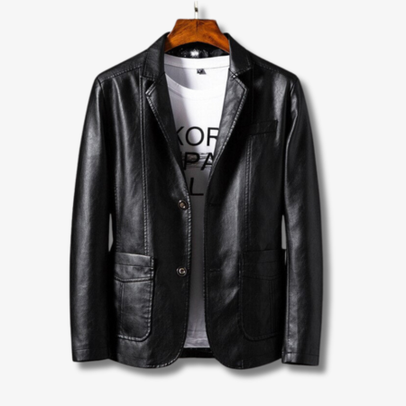Stylish Men's Leather Jacket with Stand Collar
