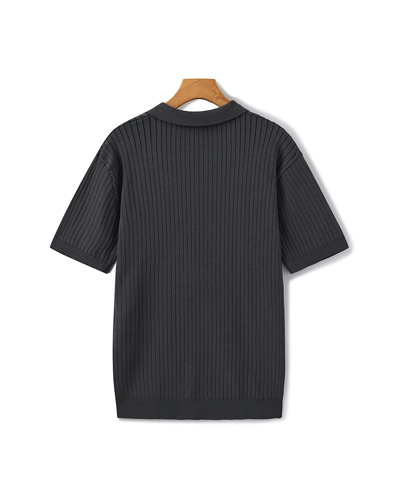 Ribbed Knit Polo – Fine Merino