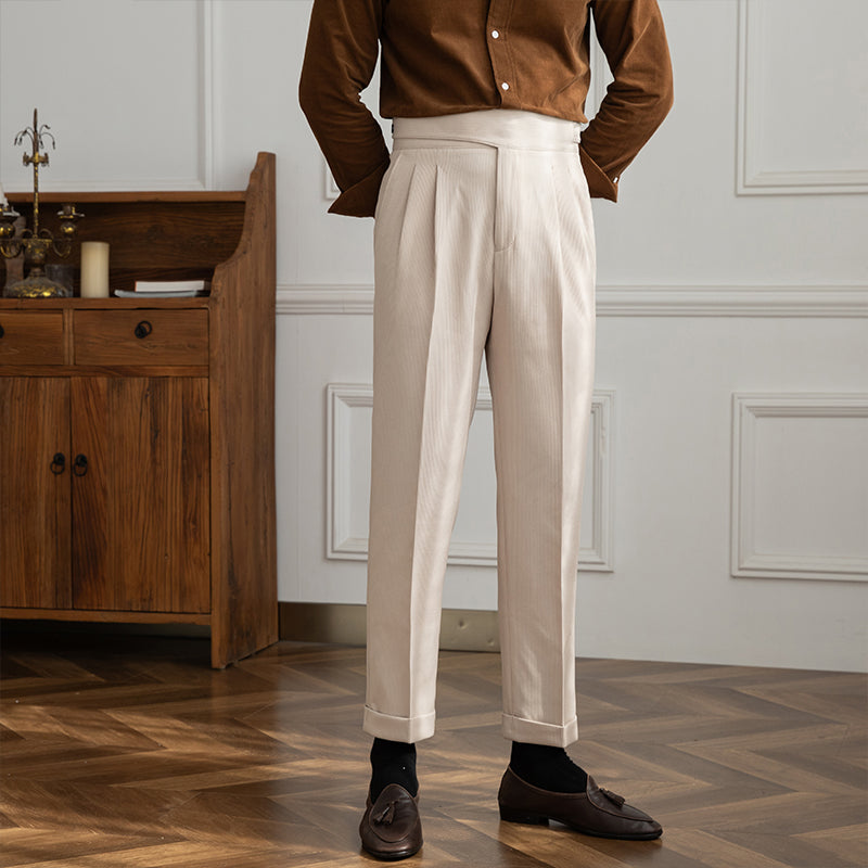 Moneglia gerippte gerade geschnittene plissierte Hose