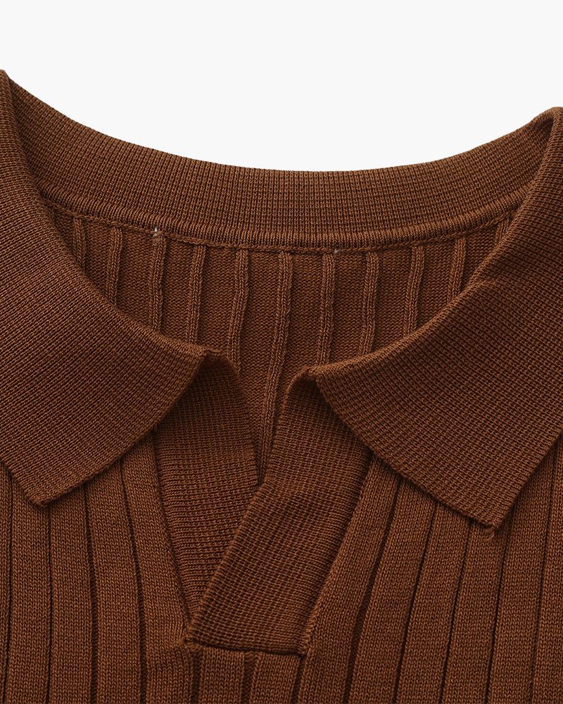 Ribbed Knit Polo – Fine Merino
