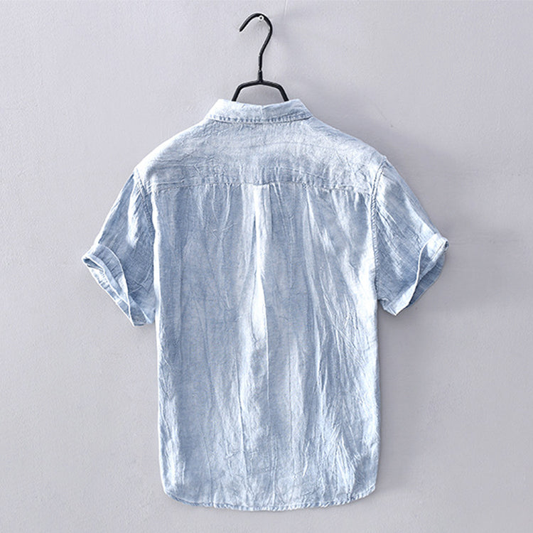 Chemise en lin à manches courtes — Tissage ouvert