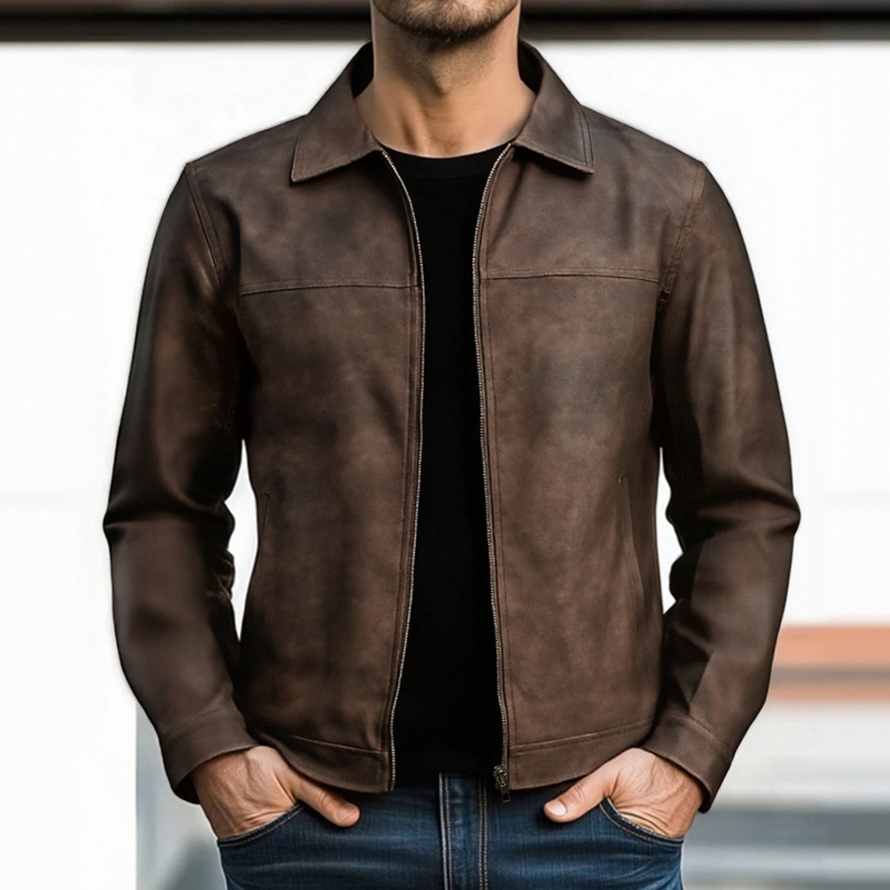 Men's Classic Fashion Zipper Leather Jacket