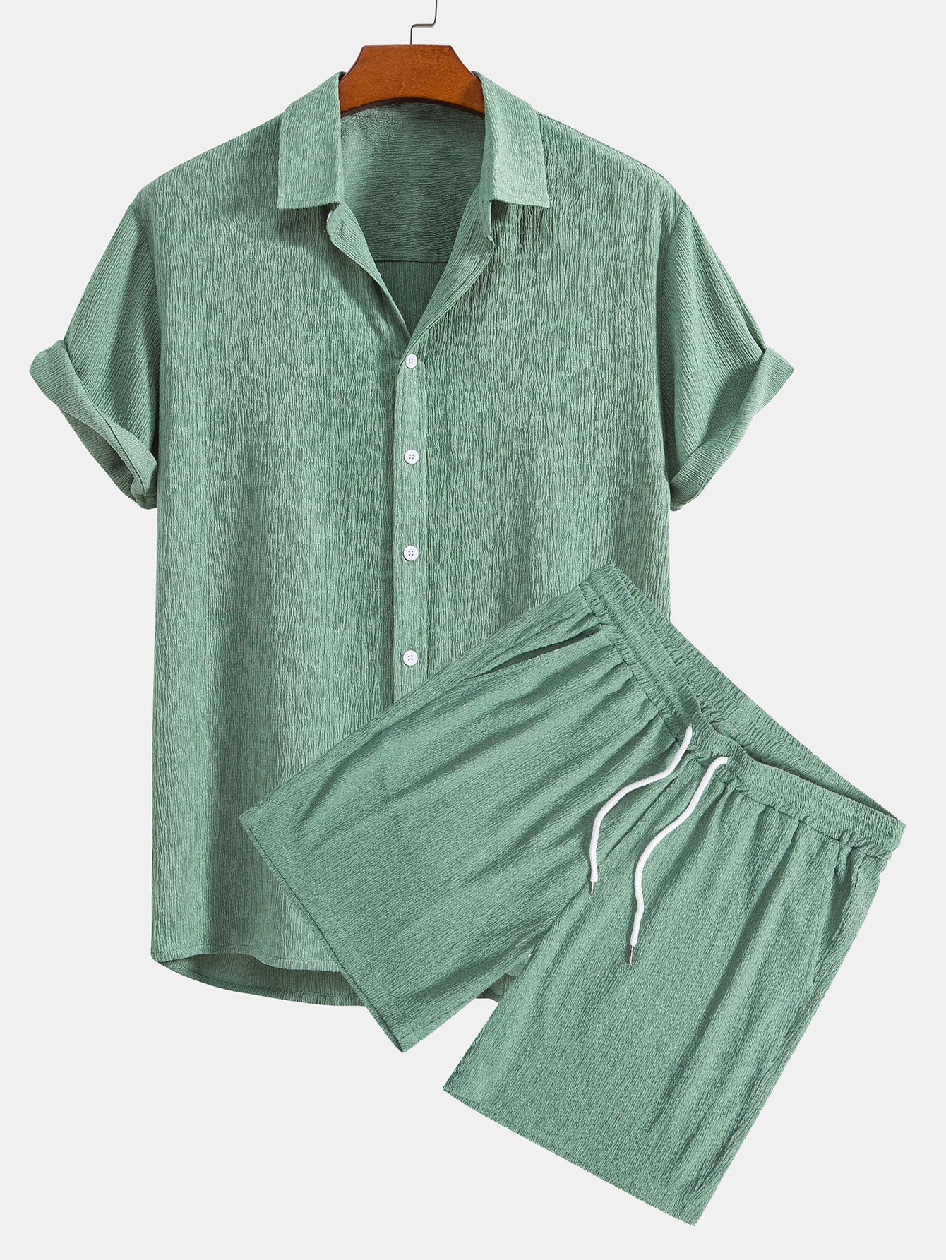 Herren Button Polo und Krawatten Shorts Set