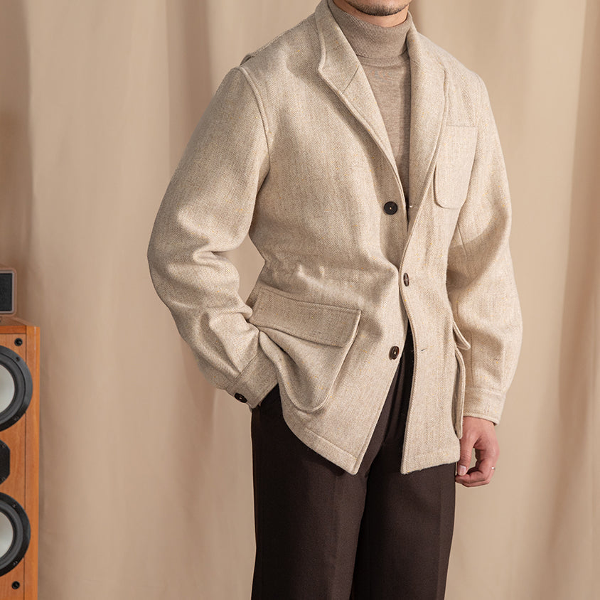 Veste de sport en tweed de laine Eton à chevrons