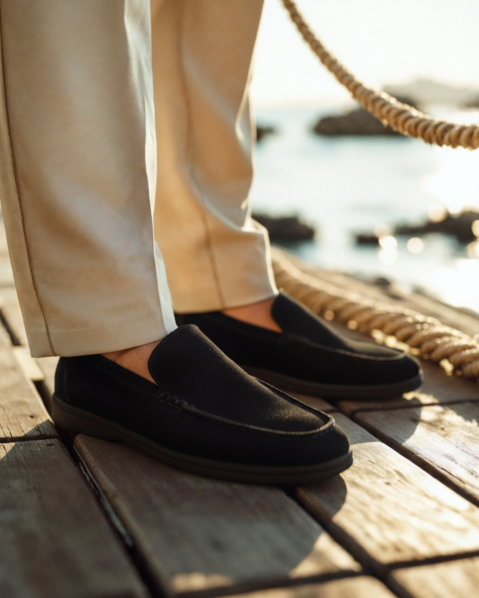 Mocassins en daim premium - semelles noires