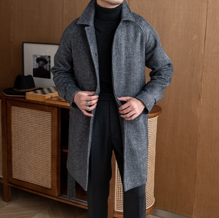Manteau raglan ceinturé en mélange de laine Royal Albert