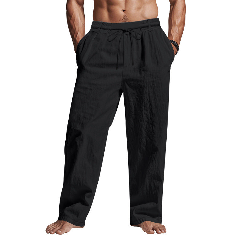Linen Drawstring Trousers — Full Length