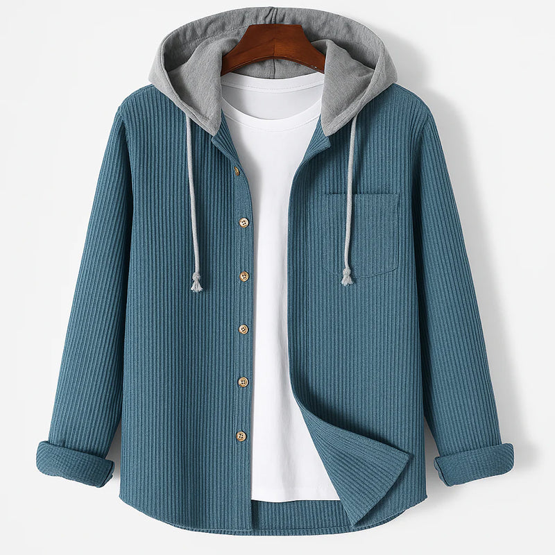Hooded Corduroy ButtonUp Overshirt
