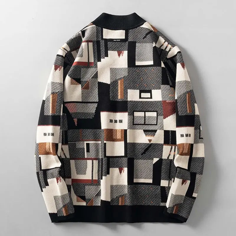 Abstract Wool Knitted Cardigan