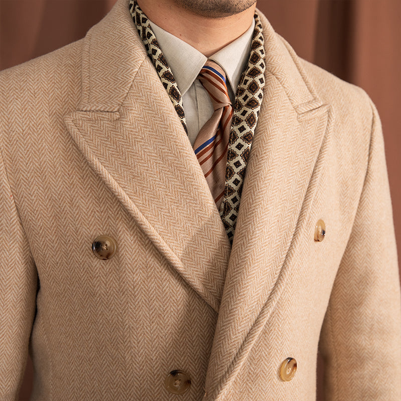 Manteau polo en chevrons vintage en mélange de laine Palazzo