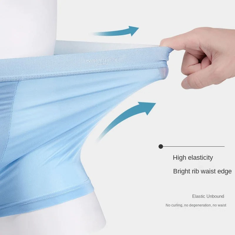 4 Pack Ice Silk Men's Boxer Underwear Breathable & Comfortable