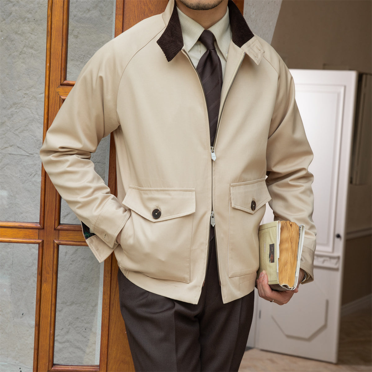 G9 Harrington Cordjacke mit Cordkragen