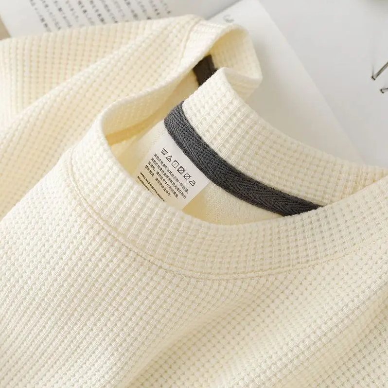 Men's Ultra Comfortable Waffle T-Shirt in Almond Cream