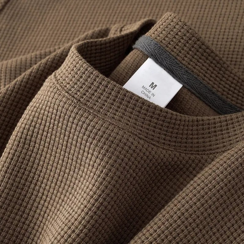 Men's Ultra Comfortable Waffle T-Shirt in Mocha Brown