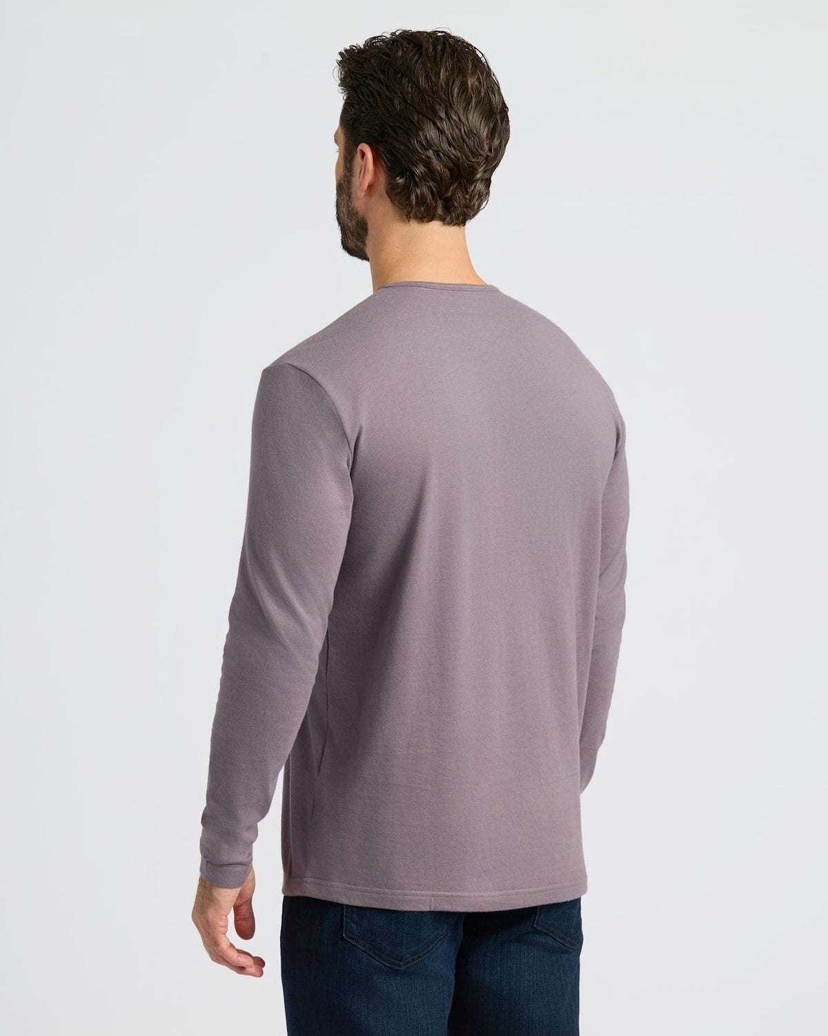 Brera long sleeve henley in Ashberry Mauve — back