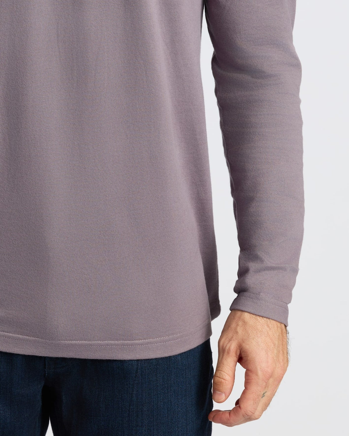 Brera long sleeve henley in Ashberry Mauve — cuff and hem