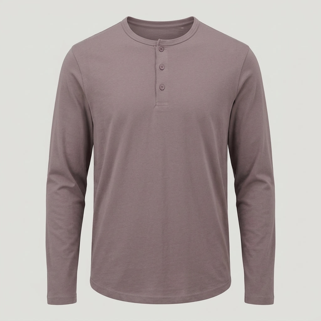 Brera long sleeve henley in Ashberry Mauve — garment only