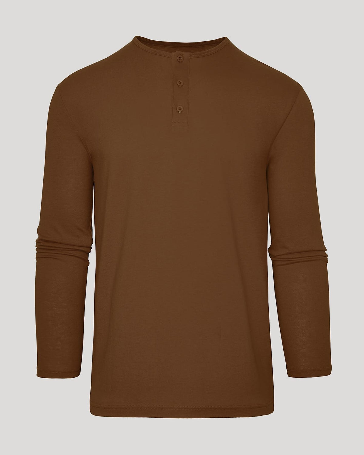 Brera long sleeve henley in Sepia Brown — flat