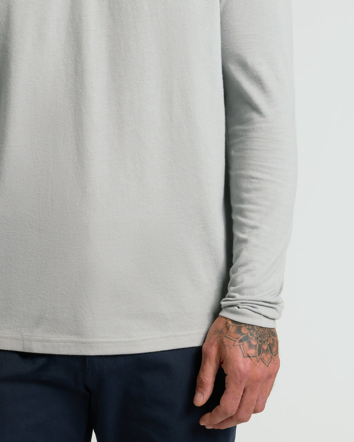 Brera long sleeve henley in Steel Gray — sleeve detail