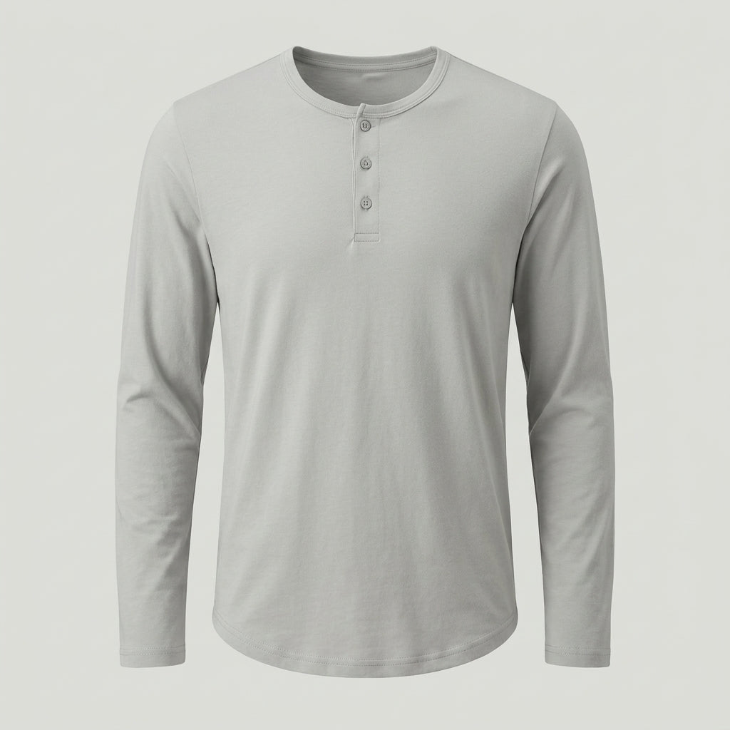 Brera long sleeve henley in Steel Gray — garment only