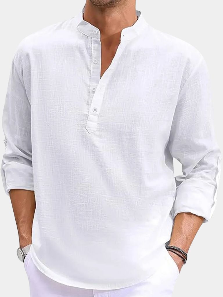 Casual Henley Neck Long Sleeve T-Shirt