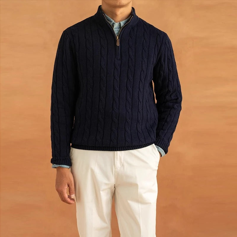 Pull à col montant en jacquard Old Money