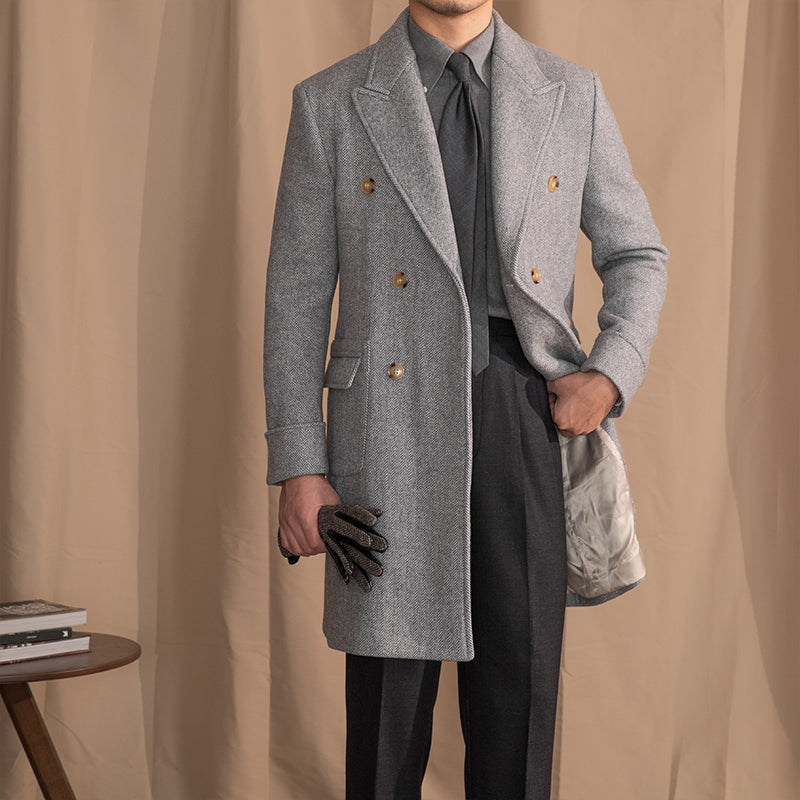 Manteau polo en chevrons vintage en mélange de laine Palazzo