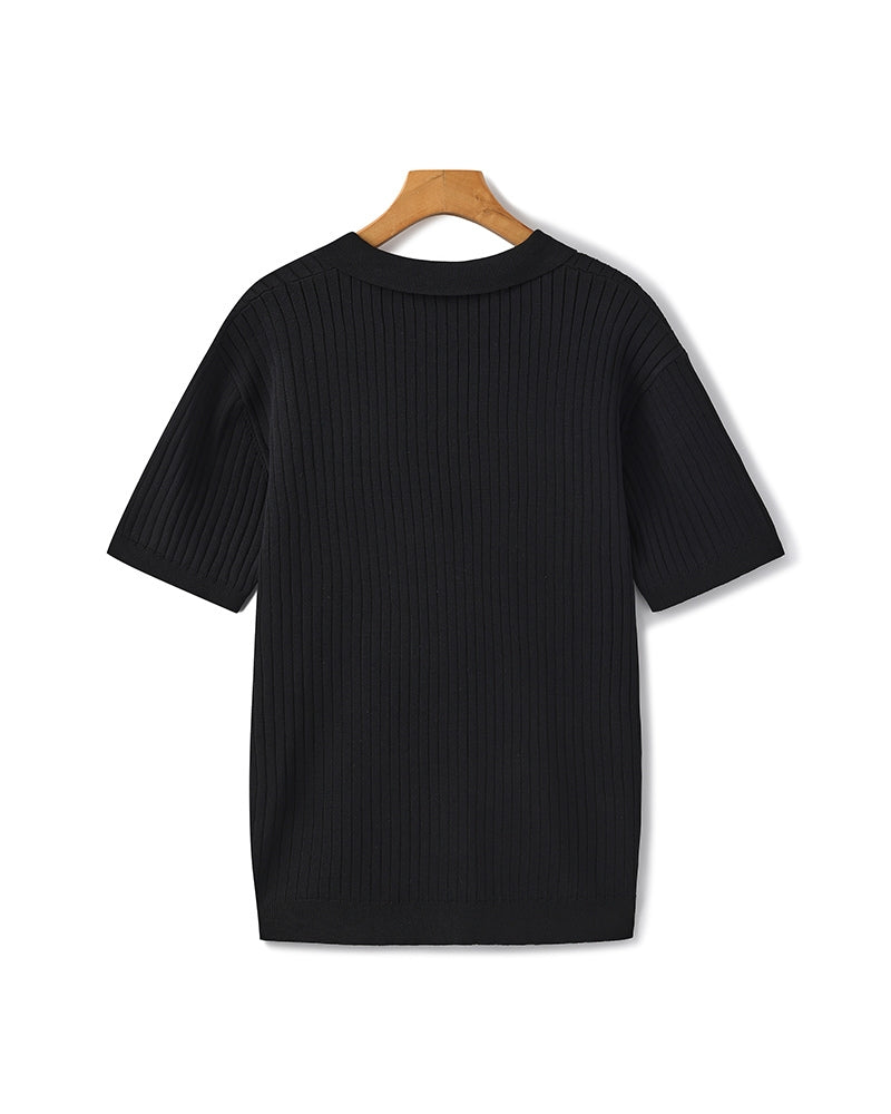 Ribbed Knit Polo – Fine Merino