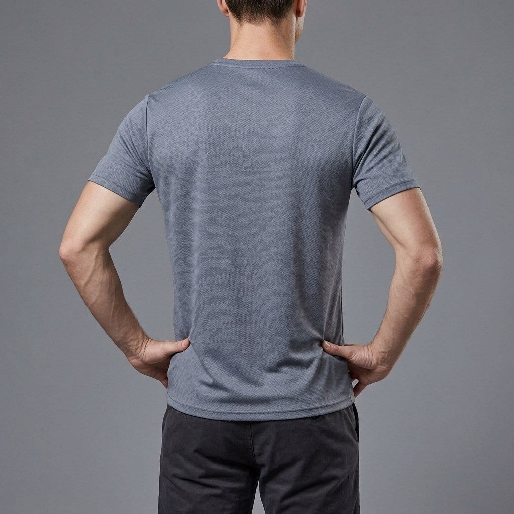 Cortina quick-dry tee in Harbour Gray — back view