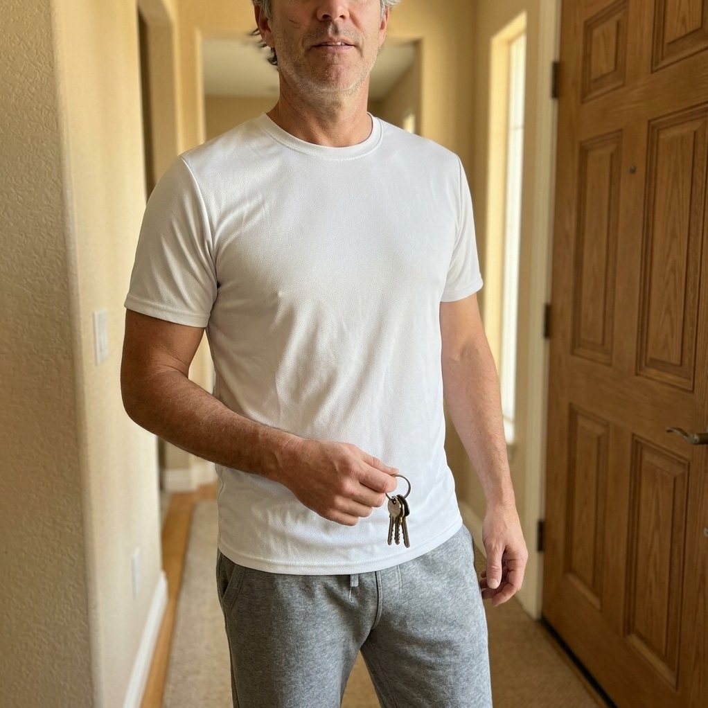 Cortina quick-dry tee in Chalk White — at home