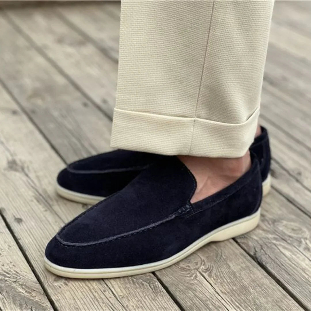 Herren Slipper Wildleder Flachprofil