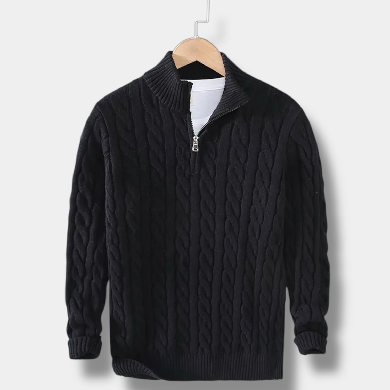 Pull à col montant en jacquard Old Money