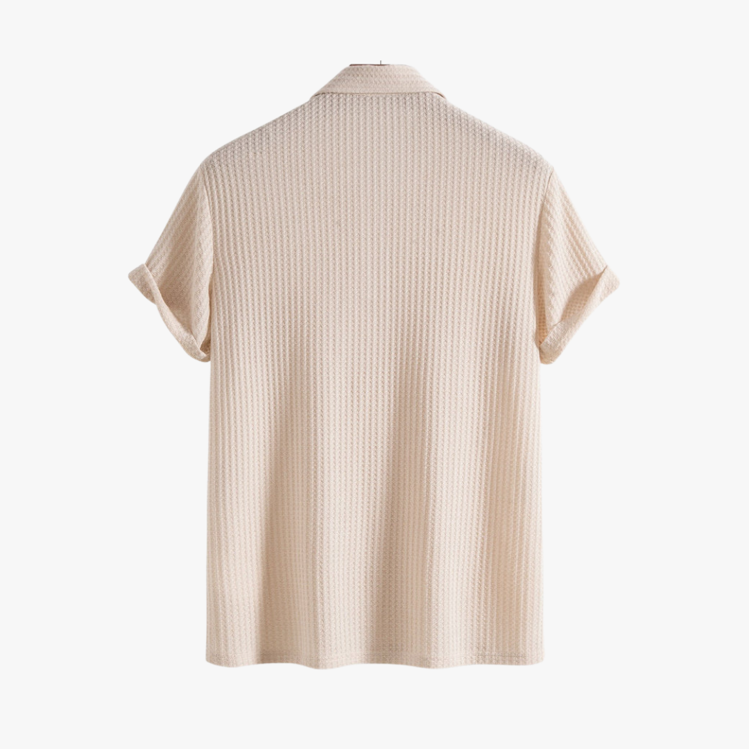 Polo côtelé en maille gaufrée