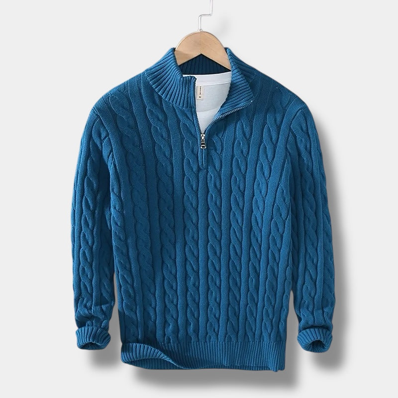 Pull à col montant en jacquard Old Money