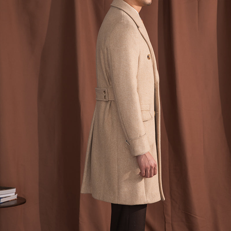 Manteau polo en chevrons vintage en mélange de laine Palazzo