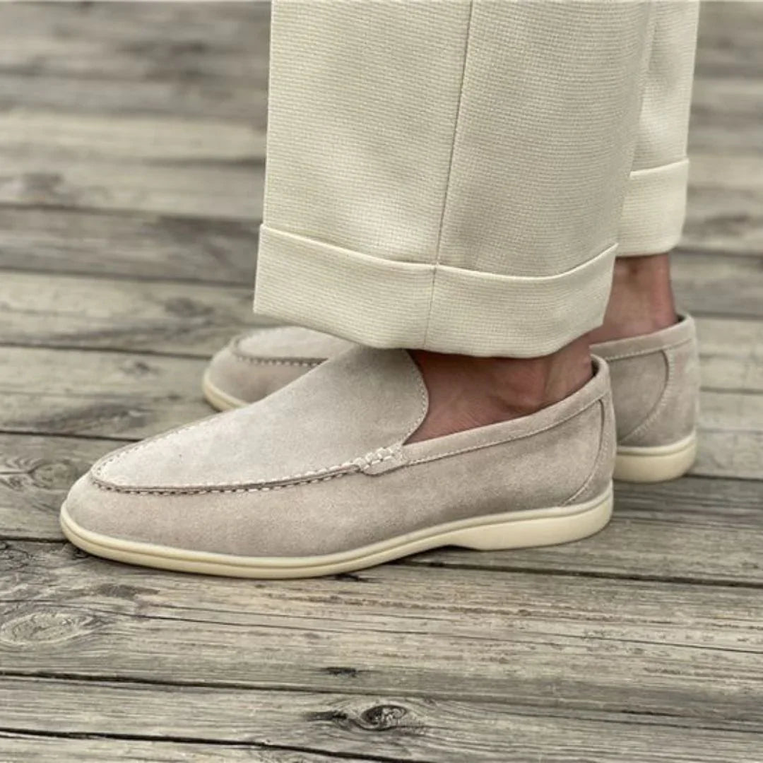 Herren Slipper Wildleder Flachprofil