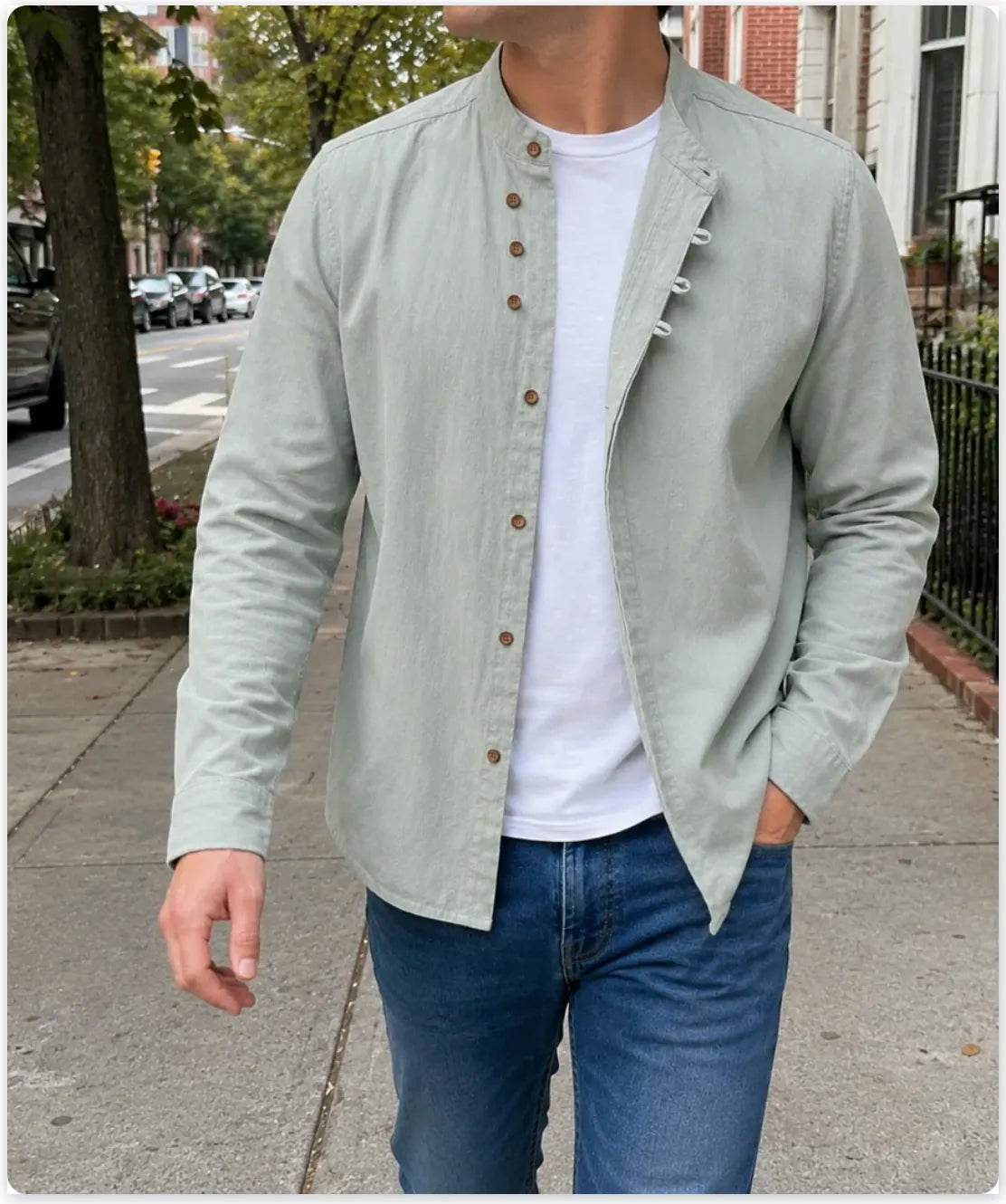 Kyoto - Men's Ultra Comfortable Band Collar Shirt
