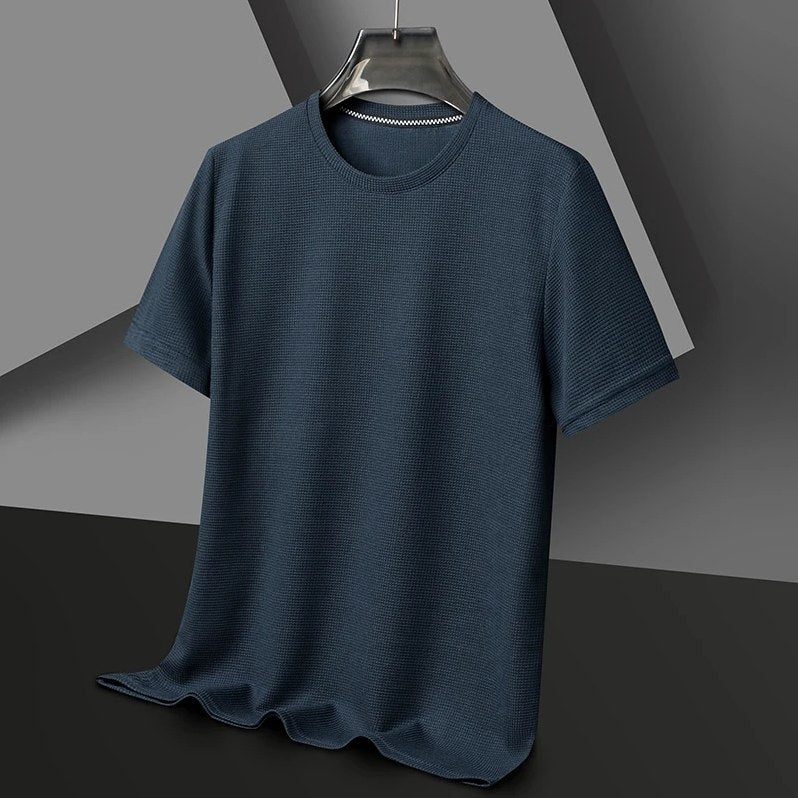 Men's Ultra Comfortable Waffle Crew T-Shirt in Midnight Navy