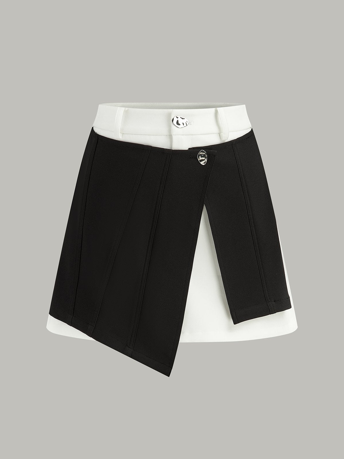 Women's 2 in 1 Asymmetrical Skirt in BlackandWhite