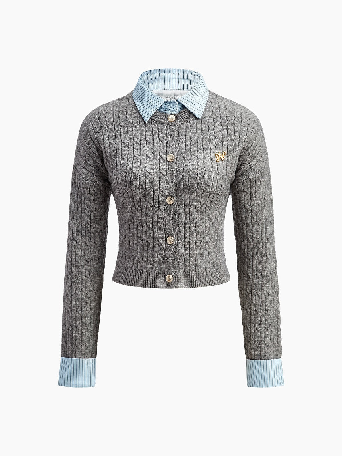 Women's 2 in 1 Button Knit Top in Grey