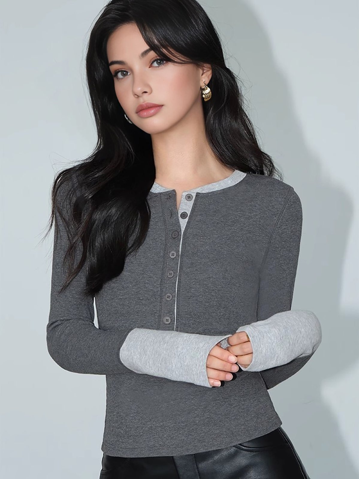 Women's 2 in 1 Color Block Jersey Top — detail