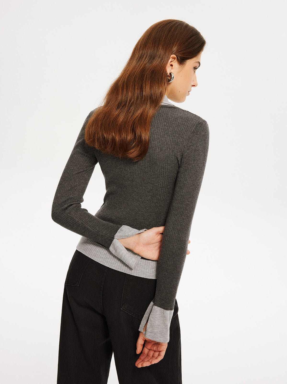 Women's 2 in 1 Color Block Knit Top — detail