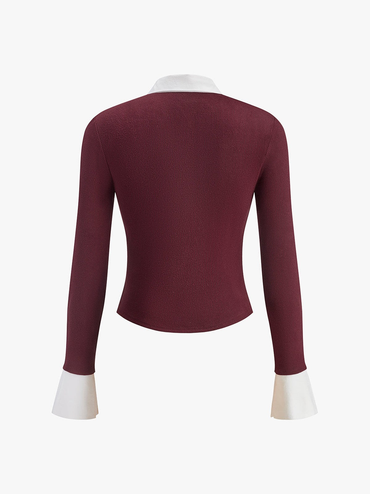 Women's 2 in 1 Contrast Binding Button Shirt — back view