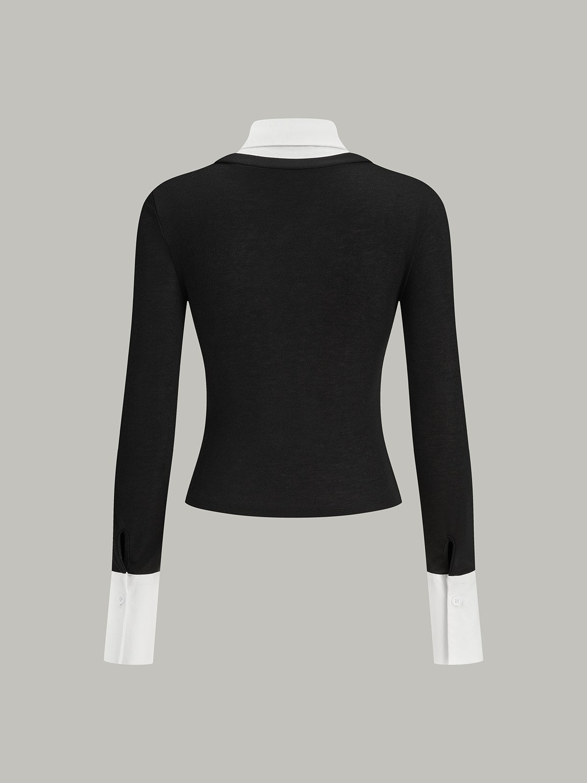 Women's 2 in 1 Contrast Collar and Cuff Shirt — close-up