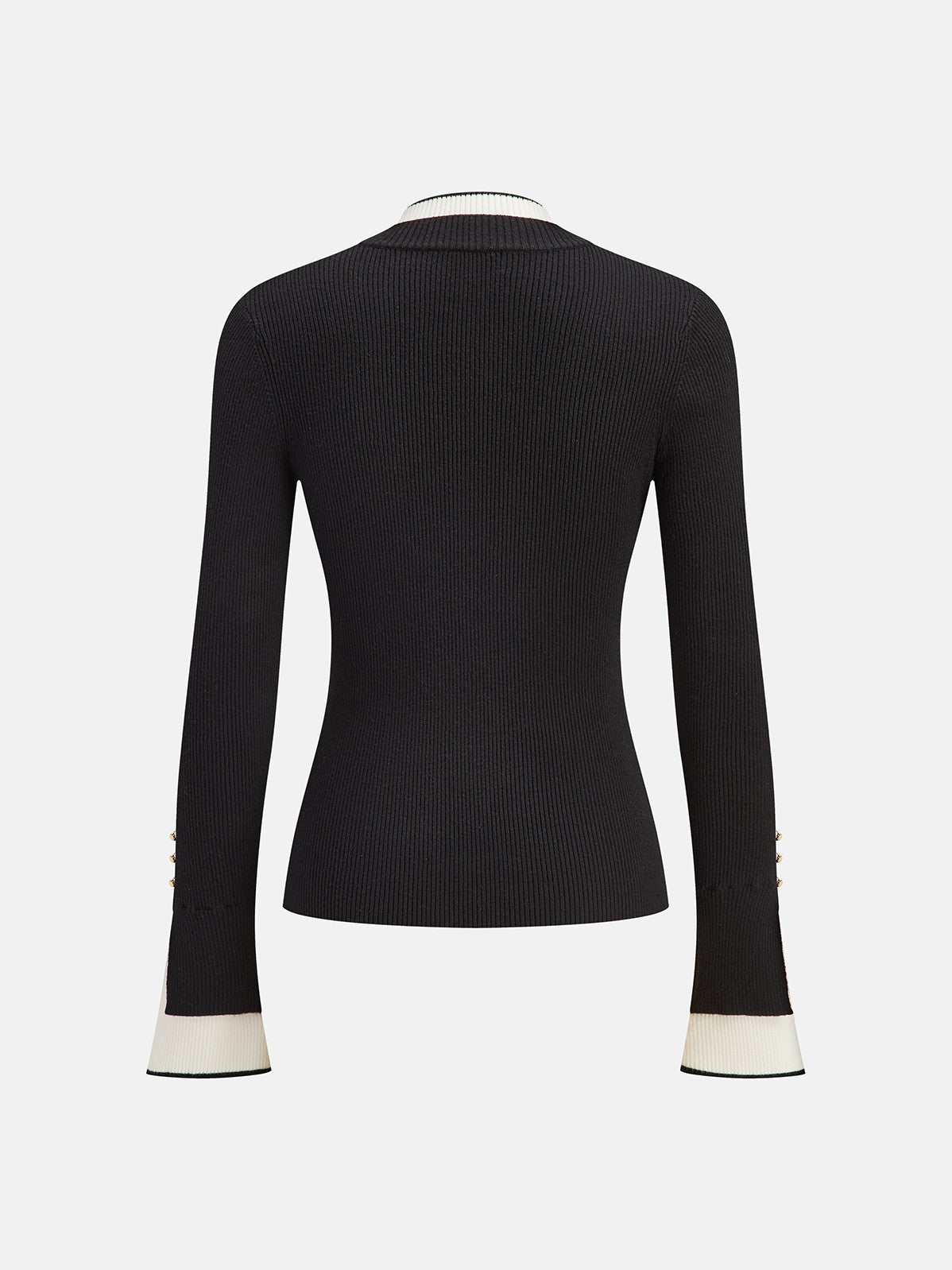 Women's 2 in 1 Contrast Cuff Mock Neck Ribbed Knit Top — styled look