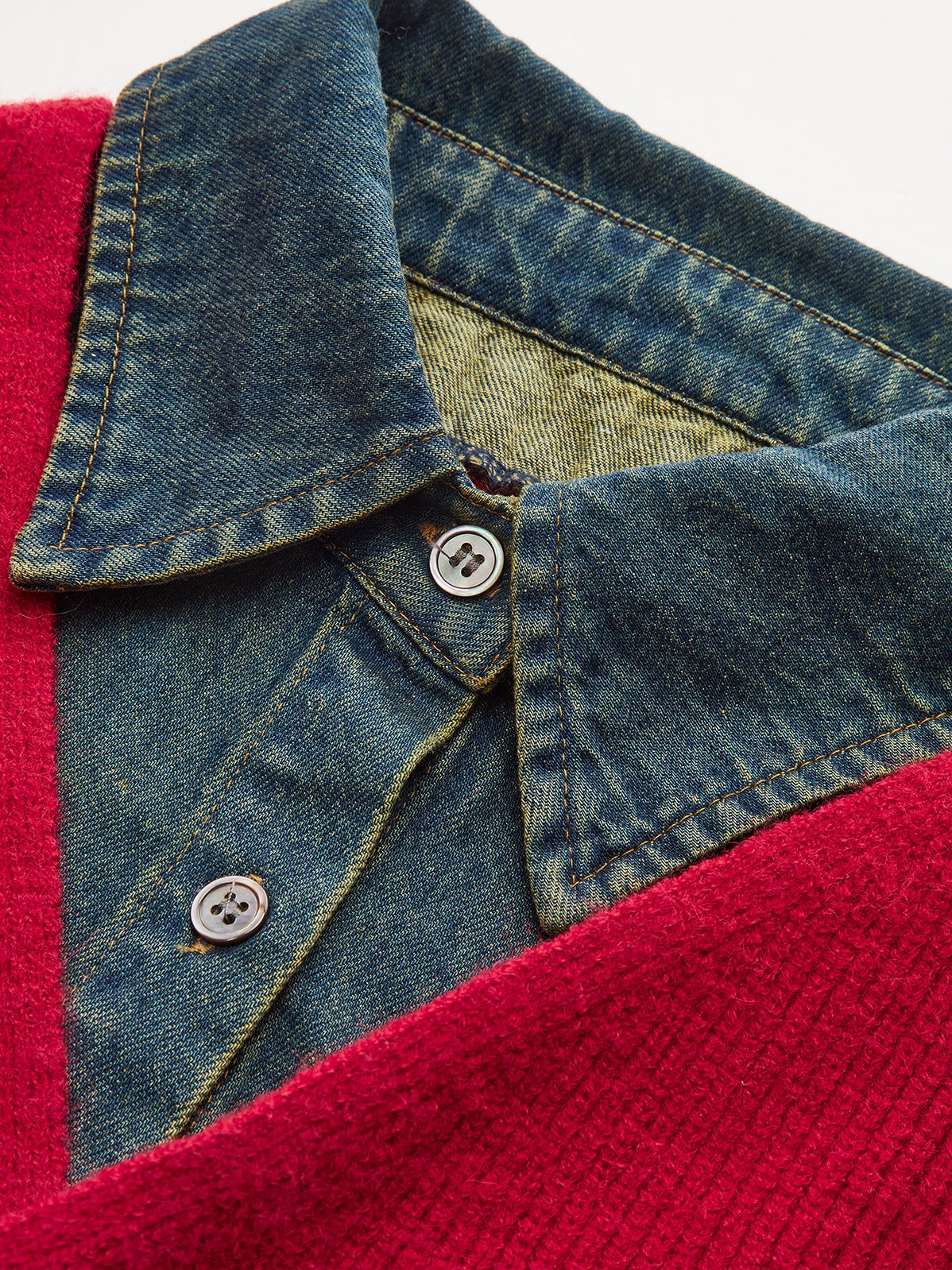 Women's 2 in 1 Denim Panel Asymmetric Sweater — full view